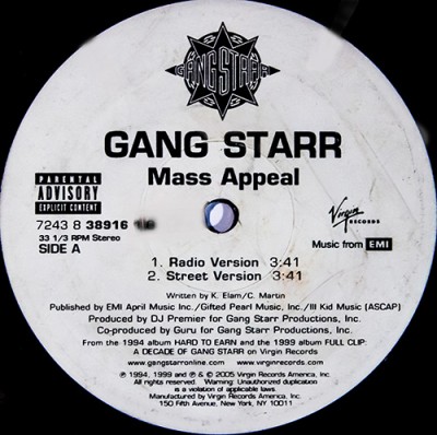 Gang Starr – Mass Appeal (Reissue VLS) (1994-2005) (FLAC + 320 kbps)