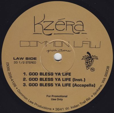 Kzéra – God Bless Ya Life / Relax Ya Mind (VLS) (1995) (FLAC + 320 kbps)