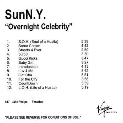 SunN.Y. – Overnight Celebrity (Advance Promo CD) (2005) (FLAC + 320 kbps)