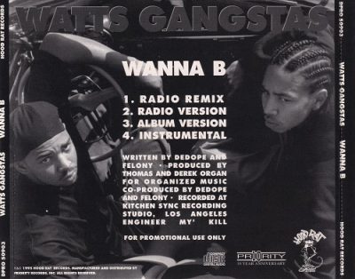 Watts Gangstas ‎- Wanna B (Promo CDS) (1995) (FLAC + 320 kbps)