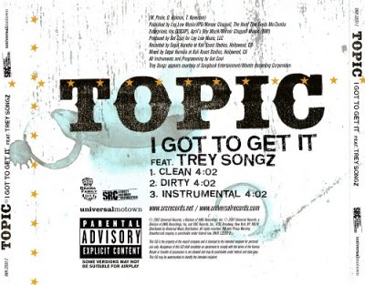 Topic – I Got To Get It (Promo CDS) (2008) (FLAC + 320 kbps)