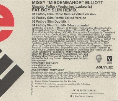 Missy Elliott – Gossip Folks (Fat Boy Slim Remix) (Promo CDS) (2003) (FLAC + 320 kbps)