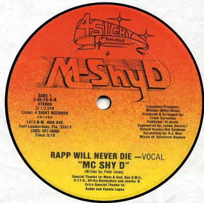 MC Shy D – Rapp Will Never Die (VLS) (1985) (FLAC + 320 kbps)