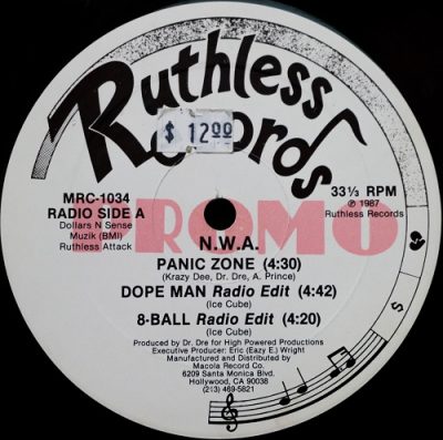 N.W.A – Panic Zone / Dope Man / 8-Ball (Promo VLS) (1987) (FLAC + 320 kbps)