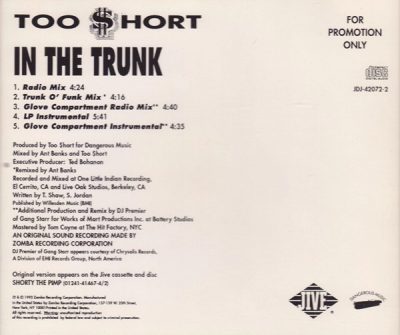Too $hort – In The Trunk (Promo CDS) (1992) (FLAC + 320 kbps)
