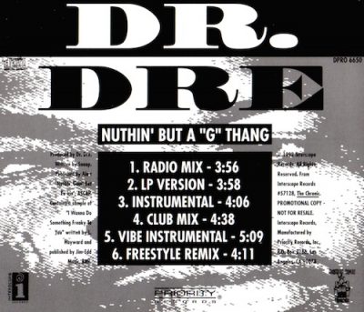 Dr. Dre – Nuthin But A ”G” Thang (Promo CDS) (1992) (FLAC + 320 kbps)
