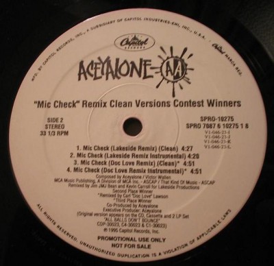 Aceyalone – "Mic Check" Remix Clean Versions Contest Winners (1995) (VLS) (320 kbps)