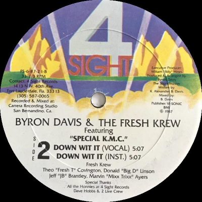 Byron Davis & The Fresh Krew – Now Dance / Down With It (VLS) (1987) (FLAC + 320 kbps)