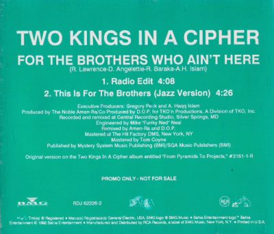 Two Kings In A Cipher – For The Brothers Who Ain’t Here (CDS Promo) (1992) (320 kbps)