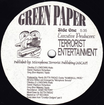 Microphone Terrorists – Green Paper / Scar Of Life (VLS) (1996) (FLAC + 320 kbps)