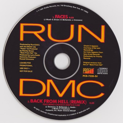 Run-DMC – Faces / Back From Hell (Remix) (Promo CDS) (1991) (320 kbps)