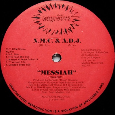 N.M.C. & A.D.J. – Messiah / Insane (VLS) (1989) (320 kbps)