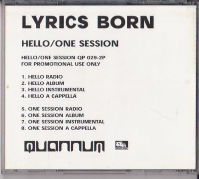 Lyrics Born ‎- Hello / One Session (Promo CDS) (2002) (FLAC + 320 kbps)