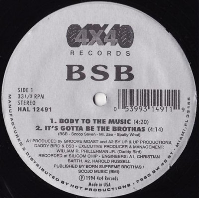 BSB ‎– Body To The Music (1994) (12”) (320 kbps)