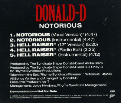 Donald D – Notorious (CDS) (1989) (320 kbps)