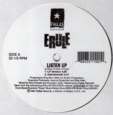 Erule ‎– Listen Up / Synopsis (VLS) (1994) (FLAC + 320 kbps)