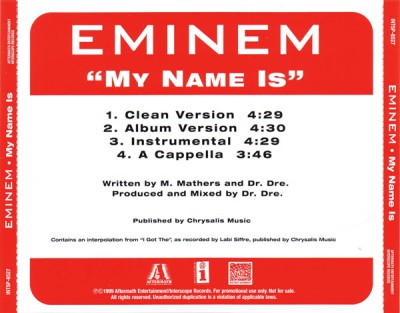 Eminem – My Name Is (Promo CDS) (1999) (FLAC + 320 kbps)