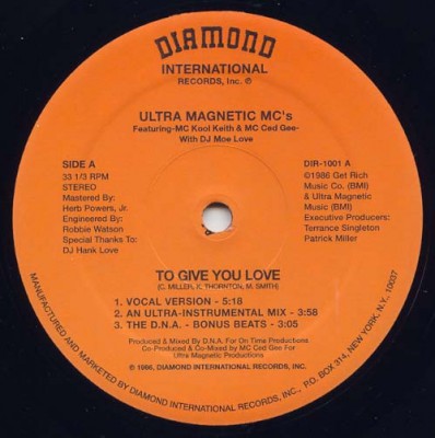 Ultramagnetic MC’s – To Give You Love / Make You Shake (VLS) (1986) (FLAC + 320 kbps)