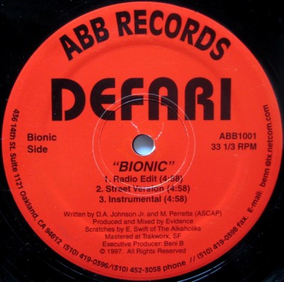 Defari – Bionic / Change & Switch (VLS) (1997) (FLAC + 320 kbps)