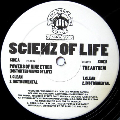 Scienz Of Life ‎- Powers Of Nine Ether (Distorted Views Of Life) / The Anthem (VLS) (1996) (FLAC + 320 kbps)