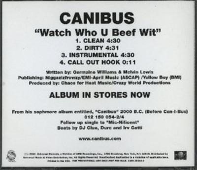 Canibus – Watch Who You Beef Wit (Promo CDS) (2000) (FLAC + 320 kbps)