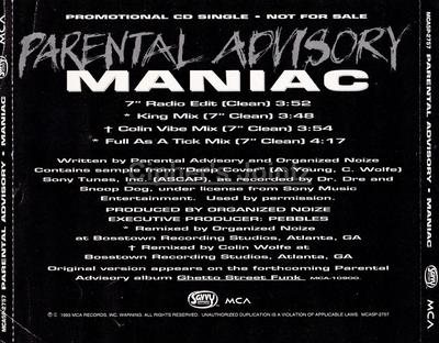 Parental Advisory – Maniac (Promo CDS) (1993) (320 kbps)