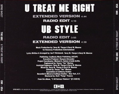 The UBC – U Treat Me Right (Promo CDS) (1990) (320 kbps)