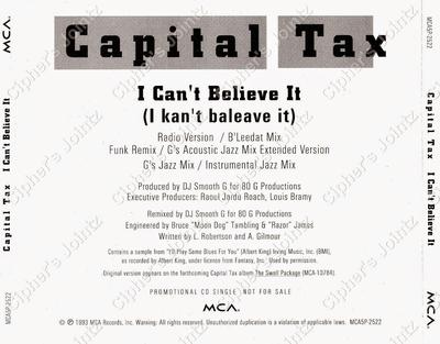 Capital Tax – I Can’t Believe It (Promo CDS) (1993) (320 kbps)
