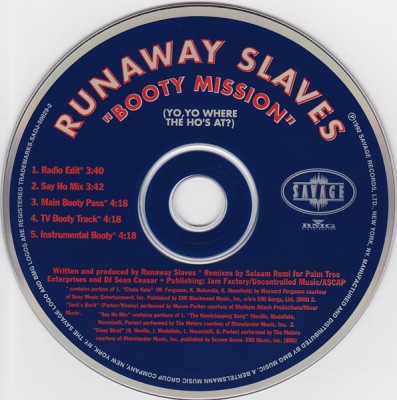 Runaway Slaves - Booty Mission (Yo, Yo Where The Ho's At) (CD)