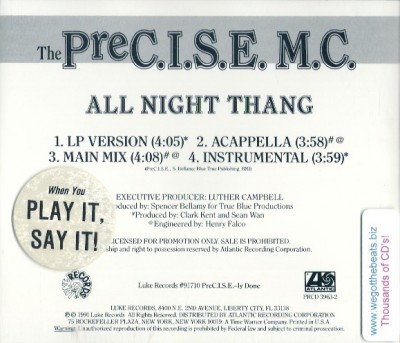 The PreC.I.S.E. MC – All Night Thang (Promo CDS) (1991) (320 kbps)