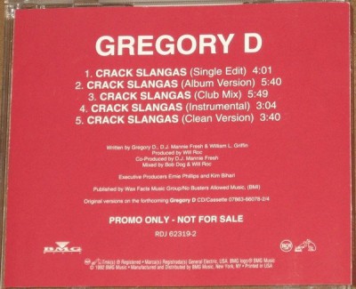 Gregory D – Crack Slangas (Promo CDS) (1992) (320 kbps)