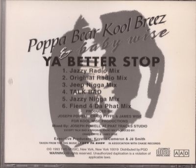 Poppa Bear Kool Breez & Baby Wise – Ya Better Stop (Promo CDS) (1993) (320 kbps)
