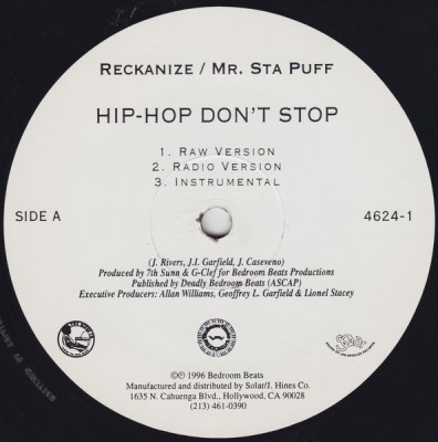 Reckanize / Mr. Sta Puff – Hip-Hop Don't Stop / Massive Weight (VLS) (1996) (FLAC + 320 kbps)