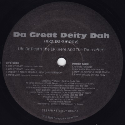 Da Great Deity Dah – Life Or Death The EP (Here And The Thereafter) (Vinyl) (1996) (FLAC + 320 kbps)
