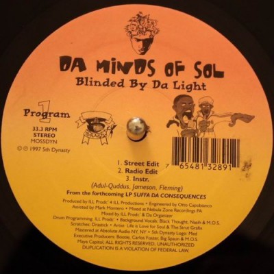 Da Minds Of Sol – Blinded By Da Light / Holocaust Part II (VLS) (1997) (FLAC + 320 kbps)