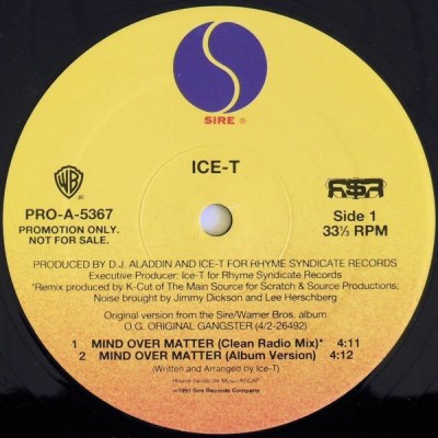 Ice-T – Mind Over Matter (Promo VLS) (1990) (FLAC + 320 kbps)