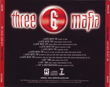 Three 6 Mafia – Late Nite Tip / Hit ‘Em (Promo CDS) (1998) (FLAC + 320 kbps)