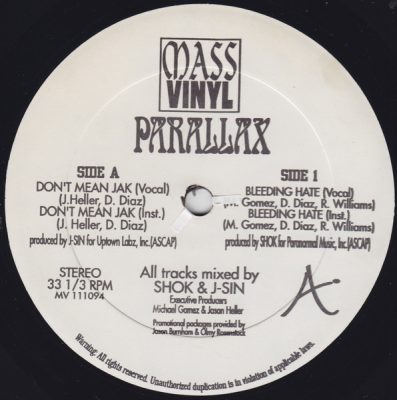 Parallax – Don’t Mean Jak / Bleeding Hate (VLS) (1994) (FLAC + 320 kbps)