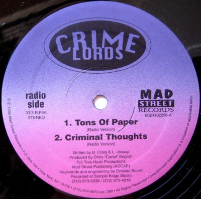 Crime Lords – Tons Of Paper / Criminal Thoughts (VLS) (1996) (VBR V0)