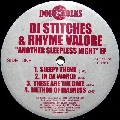 DJ Stitches & Rhyme Valore – Another Sleepless Night EP (Vinyl) (2014) (VBR V0)