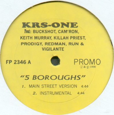 KRS-One / Jane Blaze – 5 Boroughs / Slow Down (Promo VLS) (1998) (FLAC + 320 kbps)