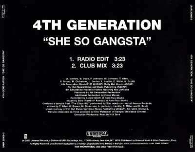 4th Generation – She So Gangsta (Promo CDS) (2003) (FLAC + 320 kbps)