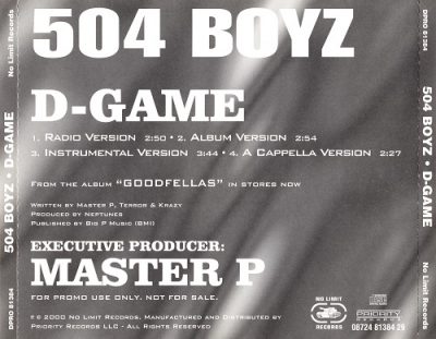 504 Boyz – D-Game (Promo CDS) (2000) (FLAC + 320 kbps)