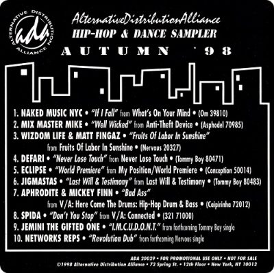VA – Alternative Distribution Alliance Hip-Hop & Dance Sampler Autumn ’98 (CD) (1998) (FLAC + 320 kbps)