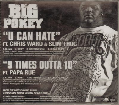 Big Pokey – U Can Hate / 9 Times Outta 10 (Promo CDS) (2008) (FLAC + 320 kbps)