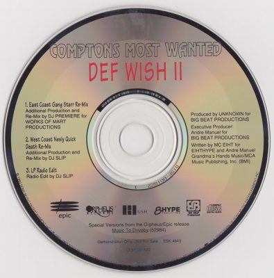 Compton’s Most Wanted – Def Wish II (Promo CDS) (1992) (FLAC + 320 kbps)
