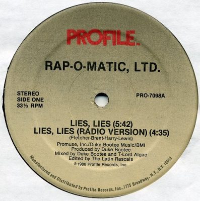 Rap-O-Matic, Ltd. – Lies, Lies (WEB Single) (1986) (320 kbps)
