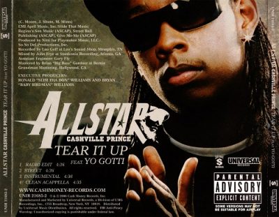 Allstar Cashville Prince – Tear It Up (Promo CDS) (2006) (FLAC + 320 kbps)