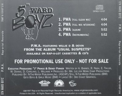 5th Ward Boyz – P.W.A. (Promo CDS) (1997) (FLAC + 320 kbps)