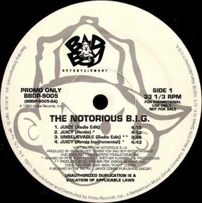 The Notorious B.I.G. – Juicy / Unbelievable (Promo VLS) (1994) (FLAC + 320 kbps)